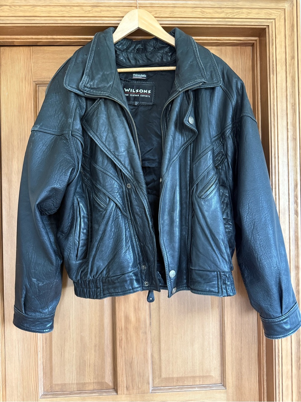 Wilson Black Leather Bomber Jacket - Men's
